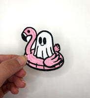 Ghost Flamingo Embroidered Patch