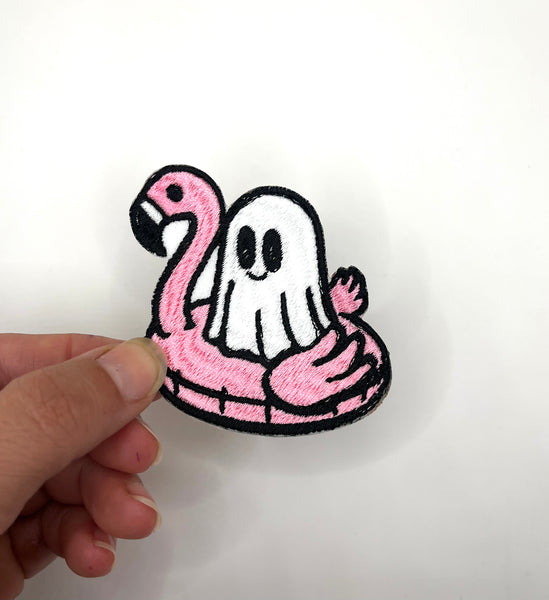 Ghost Flamingo Embroidered Patch