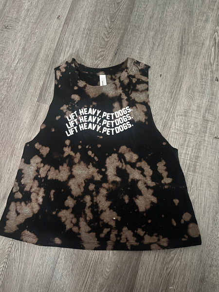 Older Lift Heavy Pet Dogs Acid Wash Crop Tank