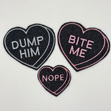 Anti Valentines Patch, Black Glitter- Customizable