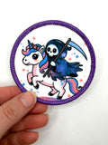 Dead inside but loves unicorns printed patch