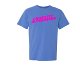 CFR Blue Tee with Hot Pink puff