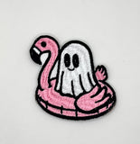 Ghost Flamingo Embroidered Patch
