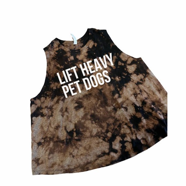 Lift Heavy Pet Dogs Acid Wash Crop Tank