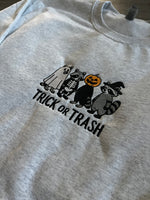 Trick or Trash Raccoon Halloween Embroidered Sweatshirt