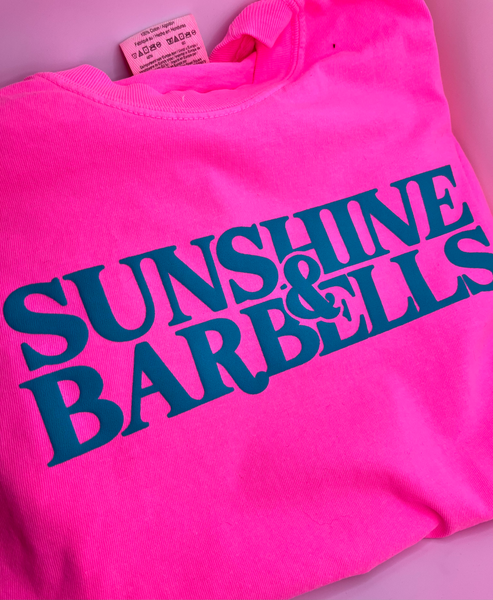 Sunshine and Barbells Neon Pink Tee