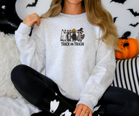 Trick or Trash Raccoon Halloween Embroidered Sweatshirt